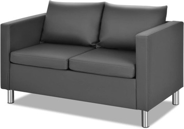 Sofa 2-osobowa, 2-osobowa z 2 poduszkami, obiciem ze sztucznej skóry