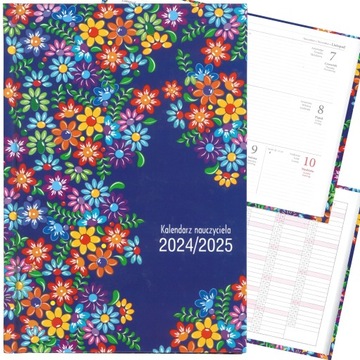 Kalendarz NAUCZYCIELA książkowy DLA NAUCZYCIELI 2024 A5 kwiaty szkolny