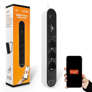 Listwa zasilająca prądowa z USB i WiFi Tuya Alexa