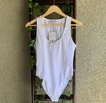 ZARA body tank top podkoszulek biały bokserka quiet luxury bawełniany NOWY