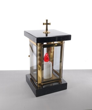 Lampion Nagrobny Granitowy stal nierdzewna jasno złoty POŁYSK