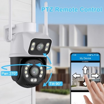 ВНЕШНЯЯ ВРАЩАЮЩАЯСЯ IP-КАМЕРА ДВОЙНАЯ УЛЬТРА-КАМЕРА 6 Мп WIFI 4xZOOM ИК две линзы