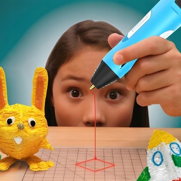 ZESTAW MAGICZNY DŁUGOPIS DRUKARKA 3D PEN + KOLOROWE WKŁADY PLA 59 METRÓW