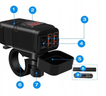 ЗАРЯДНОЕ УСТРОЙСТВО ИСТОЧНИК ПИТАНИЯ 2xUSB QC3.0 КНОПКА ВОЛЬТМЕТРА
