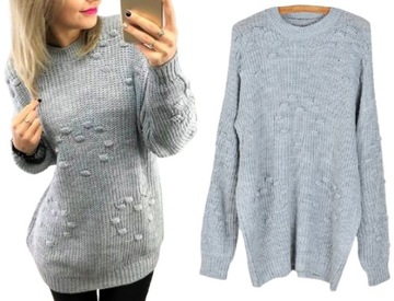 158 CIEPŁY SWETER SWETEREK HEART KLASYK BUBBLES