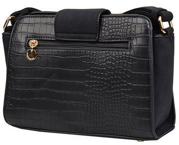 Czarna TOREBKA damska LISTONOSZKA CROSSBODY Lulu Castagnette EKO krokodyl