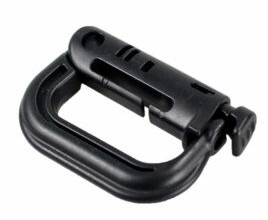 ПЛАСТИКОВЫЙ КАРАБИН D С ЗАМКОМ MOLLE, ЧЕРНЫЙ