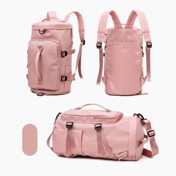 Dollcini, torba sportowa, wodoodporna, trwały materiał, podróżna, fitness, różowa