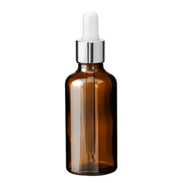 Butelka szklana brązowa 50 ml z pipetą srebrną