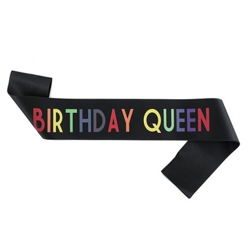 Szarfa urodzinowa satynowa BIRTHDAY QUEEN czarna