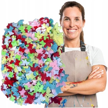 OZDOBNE KONFETTI CEKINY DO PRAC PLASTYCZNYCH KOLOR