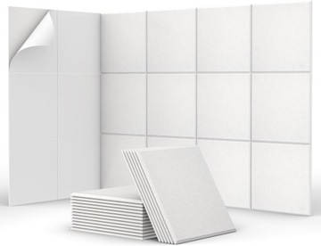 SAMOPRZYLEPNE PANELE AKUSTYCZNE 18 SZTUK 30X30X0,9 BIAŁE IZOLACYJNE PREMIUM