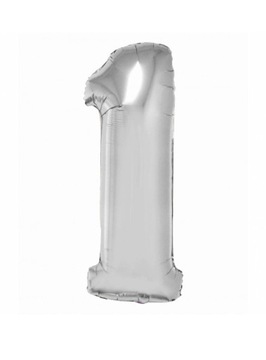 Balon Cyfra 1 Srebrna - 76 cm