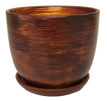 DONICZKA CERAMICZNA BRĄZOWA DUŻA MATOWA ŚREDNICA 24,5 CM WYSOKOŚĆ 20 CM