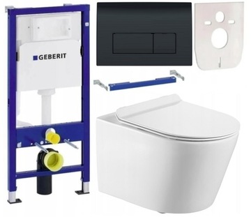 GEBERIT stelaż wc CZARNY +miska RIMLESS +deska W/O