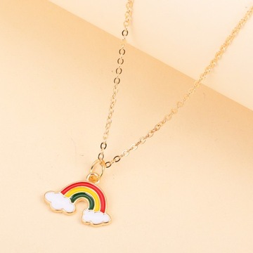 Lovely Enamel Cartoon Rainbow Unicorn Pendant