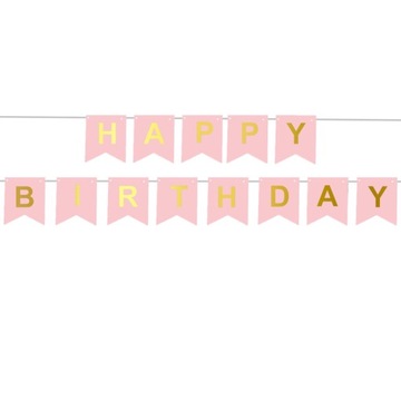 Baner urodzinowy happy birthday różowy Urodziny
