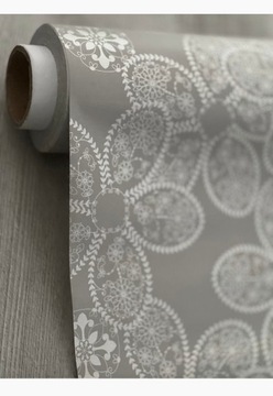 CERATA OBRUSOWA KWIATY SZARY SREBRNY STÓŁ 3D WZÓR OZDOBA STOŁU