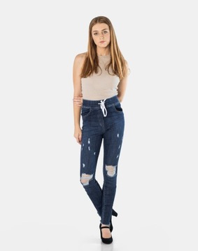 Spodnie Jeans Rurki Damskie Wysoki Stan 9021C-2 40