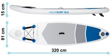 Deska SUP do pływania pompowana Paddle Aquasurf 320cm + wiosło i pompka