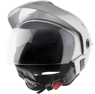 KASK OTWARTY Z BLENDĄ MOTOR SKUTER SREBRNY S