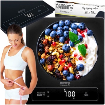 Waga kuchenna do 15kg cyfrowa szklana baterie precyzyjna 3175 CAMRY Gesty