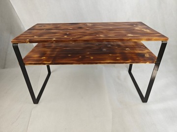 Stolik kawowy, ława do salonu w stylu industrialnym lite drewno, metal