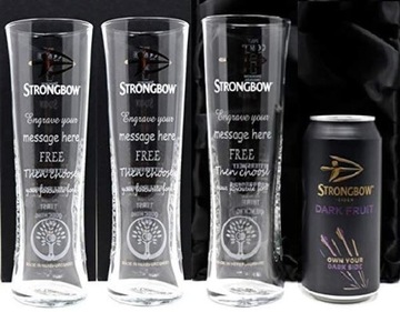 STRONGBOW kufel SZKLANKA do PIWA oryginał SYGNOWANA z UK wysoka NOWA 23 cm