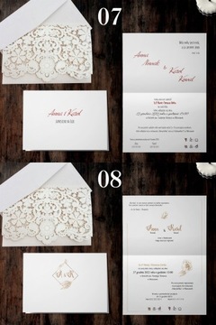 Zaproszenia ślubne personalizowane-wycinane laserowo koronka PAPIER PERŁOWY