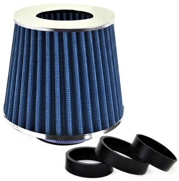 SPORTOWY FILTR POWIETRZA STOŻEK CHROM + 3 ADAPTERY