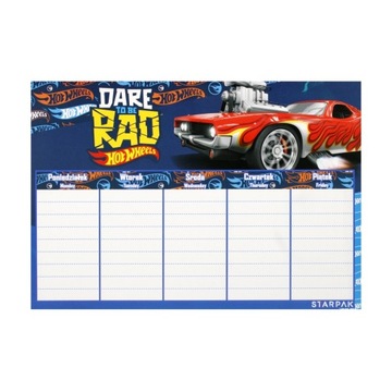 HOT WHEELS PLAN LEKCJI dla dzieci z TABLICZKĄ mnożenia A5 STARPAK 25 sztuk