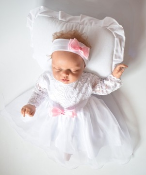 ПЛАТЬЕ КРЕЩЕННОЕ из хлопка, кружево + ПОВЯЗКА НА ГОЛОВЬ 86