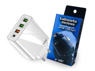 ŁADOWARKA SIECIOWA KOSTKA ZASILACZ 4xUSB DO TELEFONU 2OW PD / QUICK CHARGE