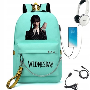 PLECAK SZKOLNY WEDNESDAY USB A4 DUŻY WZORY