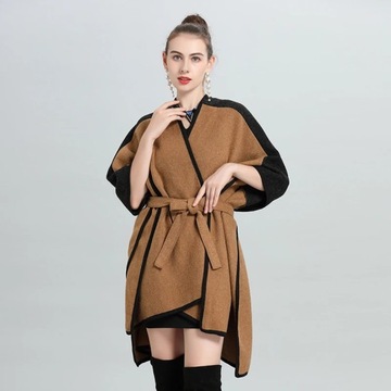 2022 Women Color Block Big Pendulum Faux Woolen Kn