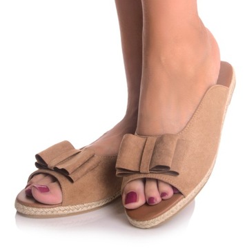 KLAPKI Damskie ESPADRYLE Zamsz TAN , 39 / 25,5cm