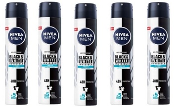 5x Antyperspirant Nivea Men Black&White Invisible Fresh 200ml