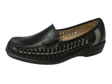 Mokasyny r37 półbuty buty ażurowe damskie czarne