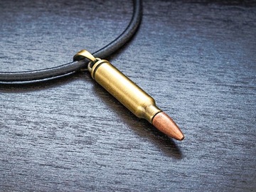 Modna męska zawieszka Bullet + rzemień 3mm