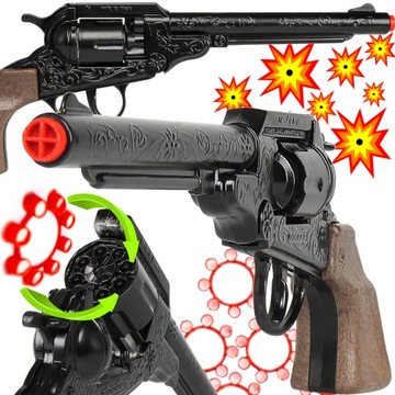 REWOLWER METALOWY NA KAPISZONY KOWBOJSKI GONHER PISTOLET NA SPŁONKĘ HUKOWY
