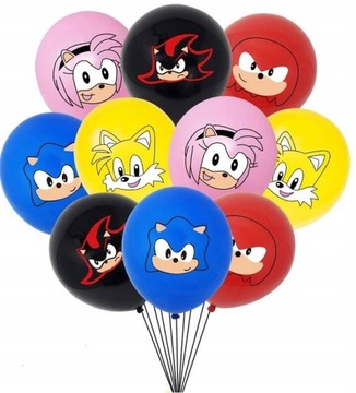Balony lateksowe SONIC Mix 10 sztuk Urodziny