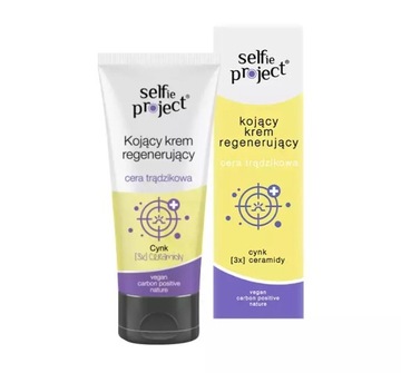 SELFIE PROJECT Kojący Krem regenerujący Cera Trądzikowa Cynk Ceramidy 50 ml