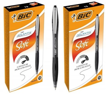 BIC ATLANTIS SOFT DŁUGOPIS AUTOMATYCZNY CZARNY ZESTAW x24