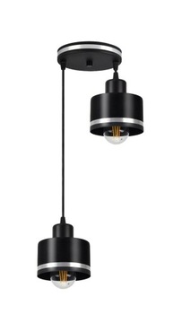 Lampa wisząca sufitowa czarna chrom podwójna E27