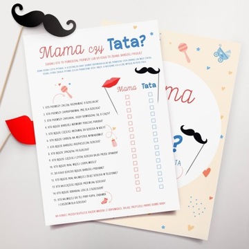 ИГРА «Детский душ» Мама или папа? + карты сверху