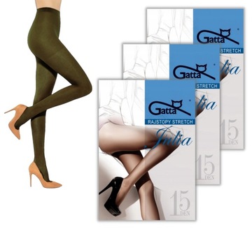 GATTA rajstopy stretch Julia 15 den 4-L verde 3pak