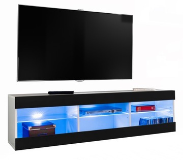 Szafka RTV Wisząca połysk LED 140cm stolik Biały