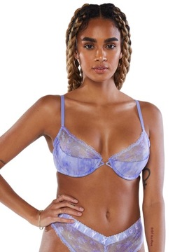 SAVAGEX NIEBIESKI BIUSTONOSZ HALF CUP Z KORONKĄ LEKKO USZTYWNIANY 34B 75B