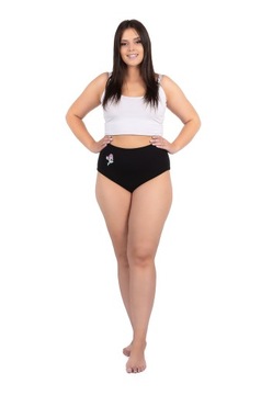 Majtki Damskie Maxi Bikini Figi Bawełna Czarne Wysoki Stan 3-PAK MORAJ 4XL