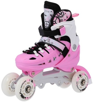 Łyżwy Rolki Regulowane Dziecięce Hokejowe 4w1 Łyżworolki Wrotki Kauczukowe